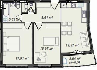 2-комнатная 71.53 м² в ЖК Crystal от 23 150 грн/м², Ужгород