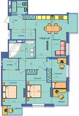 3-комнатная 115.91 м² в ЖК River Hall от 25 100 грн/м², Запорожье