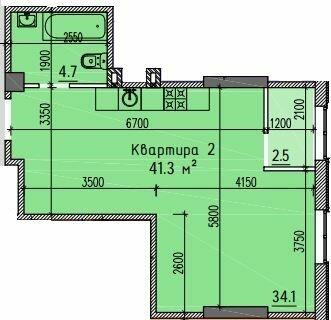1-кімнатна 41.3 м² в ЖК River Hall від 25 100 грн/м², Запоріжжя