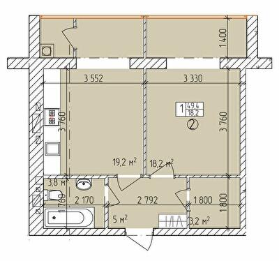 1-комнатная 49.4 м² в ЖК Дубовый Гай от 18 900 грн/м², Запорожье