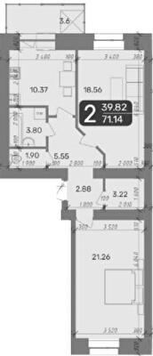 2-комнатная 71.14 м² в ЖК Стандарт от 23 000 грн/м², Полтава