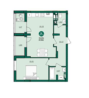 1-комнатная 64.36 м² в ЖК Wellspring от 29 350 грн/м², г. Вишневое