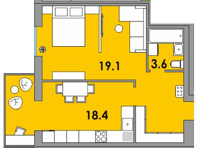1-комнатная 46.7 м² в ЖК Orange City от 16 750 грн/м², г. Вараш