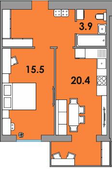 1-кімнатна 47.3 м² в ЖК Orange City від 16 750 грн/м², м. Вараш