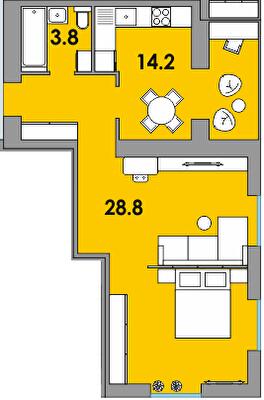 1-комнатная 50.2 м² в ЖК Orange City от 16 750 грн/м², г. Вараш