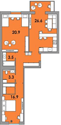 2-кімнатна 79.3 м² в ЖК Orange City від 16 750 грн/м², м. Вараш