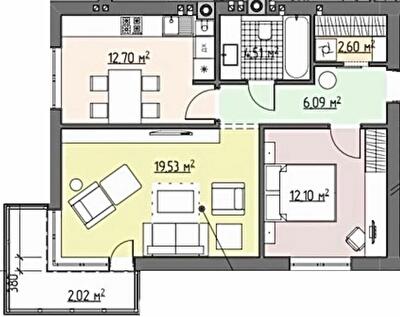 2-кімнатна 58.8 м² в ЖК Perfect house від 23 100 грн/м², Рівне