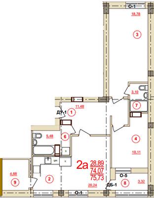 2-комнатная 75.73 м² в ЖК Карат от 15 600 грн/м², Херсон