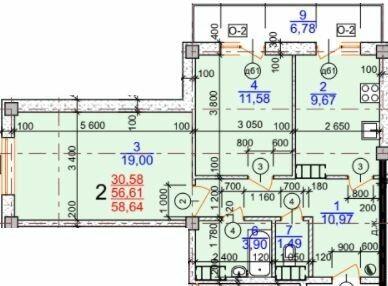 2-кімнатна 58.64 м² в ЖК Молодіжний від 15 500 грн/м², Херсон