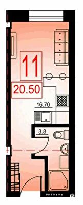 1-комнатная 20.5 м² в ЖК Комфорт Парк от 14 500 грн/м², Черкассы