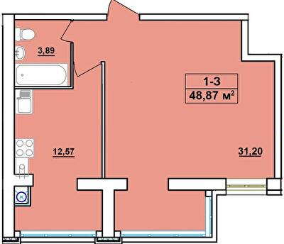 1-комнатная 48.87 м² в ЖК Комфортный от 15 200 грн/м², Чернигов