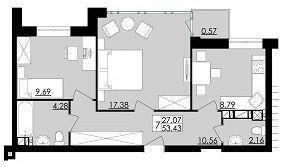 2-кімнатна 53.43 м² в ЖК Comfort City від 13 500 грн/м², Чернівці