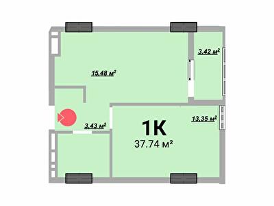 1-комнатная 37.74 м² в ЖК на ул. Богунская, 1 от 21 000 грн/м², Ивано-Франковск