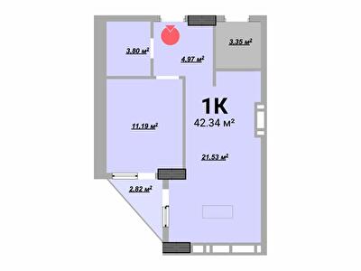 1-комнатная 42.34 м² в ЖК на ул. Богунская, 1 от 21 000 грн/м², Ивано-Франковск
