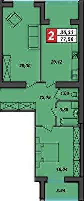 2-комнатная 77.56 м² в ЖК Sportcity от 19 200 грн/м², Хмельницкий