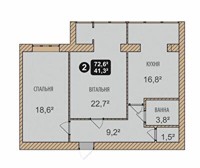 2-комнатная 72.6 м² в ЖК Автобиография от 14 500 грн/м², Хмельницкий