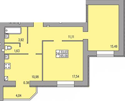 2-кімнатна 65.09 м² в ЖК Прованс від 16 700 грн/м², Хмельницький