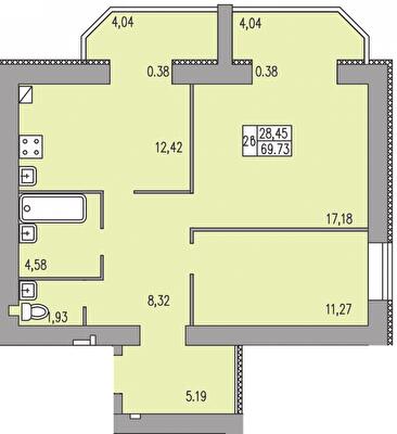 2-кімнатна 69.73 м² в ЖК Прованс від 16 700 грн/м², Хмельницький