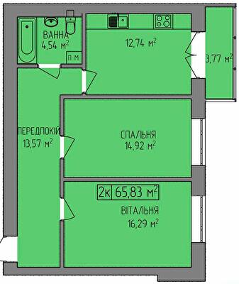 2-комнатная 65.83 м² в ЖК OZERO от 15 050 грн/м², Ивано-Франковск