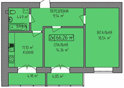2-комнатная 66.26 м² в ЖК OZERO от 15 050 грн/м², Ивано-Франковск