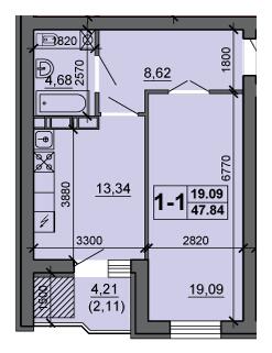 1-кімнатна 47.84 м² в ЖК на вул. Сергія Амброса, 35 від 16 700 грн/м², Черкаси