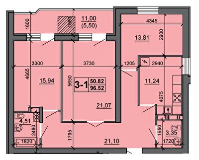 3-комнатная 96.52 м² в ЖК на ул. Сергея Амброса, 35 от 15 250 грн/м², Черкассы