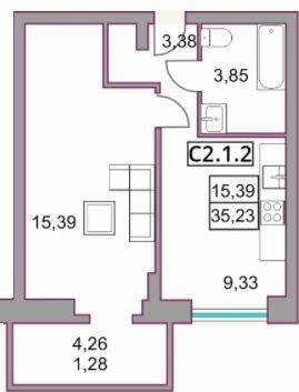1-кімнатна 35.23 м² в ЖК Левада від 28 800 грн/м², м. Бориспіль