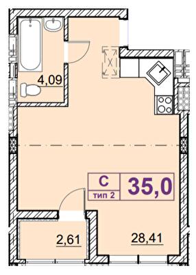 1-кімнатна 35 м² в ЖК Ідея від 22 500 грн/м², с. Гнідин