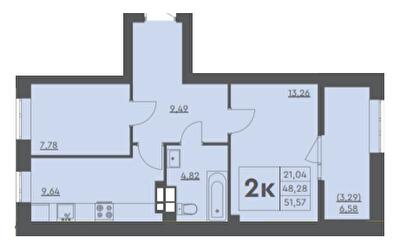 2-комнатная 51.57 м² в ЖК Scandia от 16 000 грн/м², г. Бровары