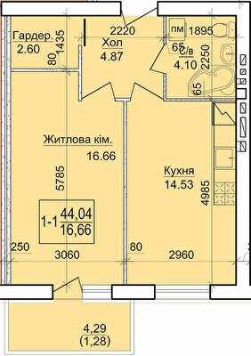 1-кімнатна 44.04 м² в ЖК Будинок №20 від 19 400 грн/м², м. Васильків