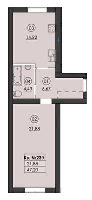 1-кімнатна 47.2 м² в ЖК Family-2 від 23 750 грн/м², с. Гатне