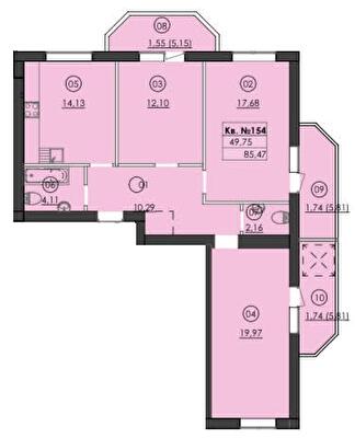 3-комнатная 85.47 м² в ЖК Family-2 от 22 350 грн/м², с. Гатное