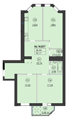 3-комнатная 92.17 м² в ЖК Family-2 от 22 350 грн/м², с. Гатное