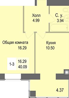 1-комнатная 40.09 м² в ЖК Софиевская сфера от 30 500 грн/м², с. Софиевская Борщаговка