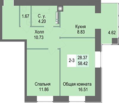 2-кімнатна 58.42 м² в ЖК Софіївська сфера від 30 500 грн/м², с. Софіївська Борщагівка