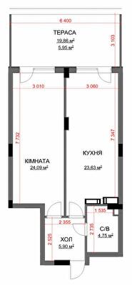 1-кімнатна 64.32 м² в ЖК Central Bucha від 29 300 грн/м², м. Буча