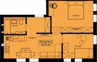 2-кімнатна 49.5 м² в КБ Bulgakoff Residence від 27 450 грн/м², м. Буча