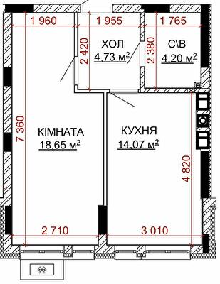 1-кімнатна 41.65 м² в ЖК Найкращий квартал-2 від 23 850 грн/м², смт Гостомель