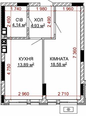 1-комнатная 41.54 м² в ЖК Найкращий квартал-2 от 26 200 грн/м², пгт Гостомель