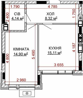1-кімнатна 42.47 м² в ЖК Найкращий квартал-2 від 26 200 грн/м², смт Гостомель