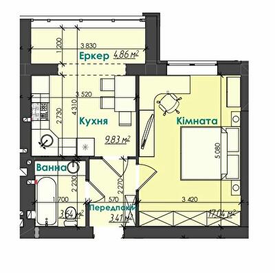 1-кімнатна 38.77 м² в ЖК Like Home від 19 000 грн/м², м. Ірпінь