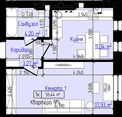 1-комнатная 36.44 м² в ЖК Viking Home от 20 000 грн/м², г. Ирпень