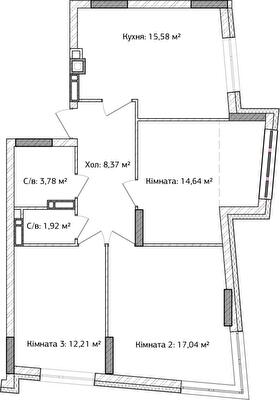 3-комнатная 74.1 м² в ЖК Синергия 3+ от 20 950 грн/м², г. Ирпень