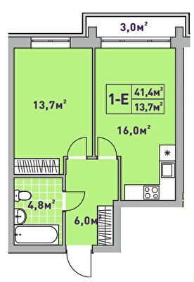 1-комнатная 41.4 м² в ЖК Центральный-2 от 35 350 грн/м², г. Ирпень