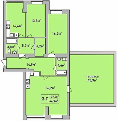 3-комнатная 127.9 м² в ЖК Центральный-Премиум от 31 300 грн/м², г. Ирпень