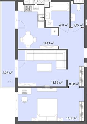 2-комнатная 59.17 м² в ЖК GREENHOUSE CITY от 14 600 грн/м², г. Городок