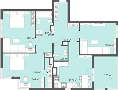 3-комнатная 98.28 м² в ЖК GREENHOUSE CITY от 17 250 грн/м², г. Городок