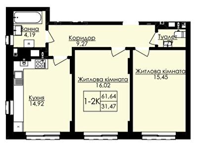 2-кімнатна 61.64 м² в ЖК AUROOM SPARK від 22 850 грн/м², Львів