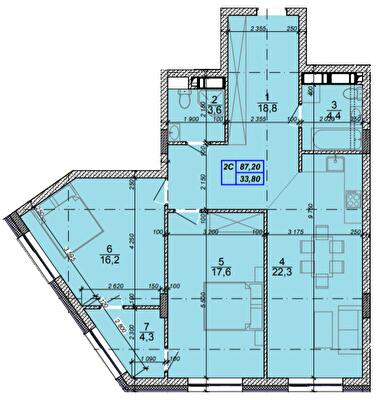 2-кімнатна 87.2 м² в ЖК Podil Plaza & Residence від 53 000 грн/м², Київ