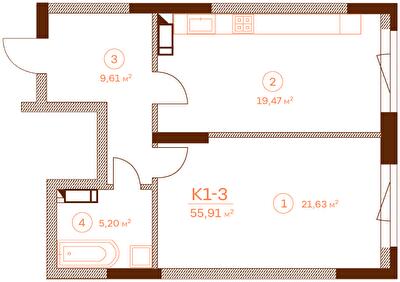 1-комнатная 55.91 м² в ЖК Stanford от 65 450 грн/м², Киев